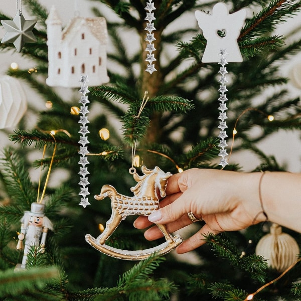 Sølvstjerne Bånd Trim Tau Stjerne Bånd Trim Pynt til Jul Bursdag Bryllupsfest Dekor