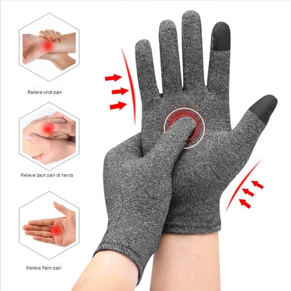 Vinterhandskar med elastisk manschett Artrit Handskar för handled och tumtryckavlastning Pekskärm Handskar,M