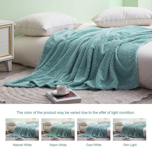 Blødt Fleecetæppe til Seng, Dobbeltstørrelse, Blødt Åndbart Fluffy Tæppe, Dekorativt Plys Sengetæppe, 150x200 CM, Celadon Celadon