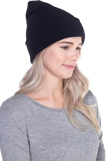 Topplue Beanie for menn og kvinner - Unisex Cuffed Plain Skull Knit Hat Cap