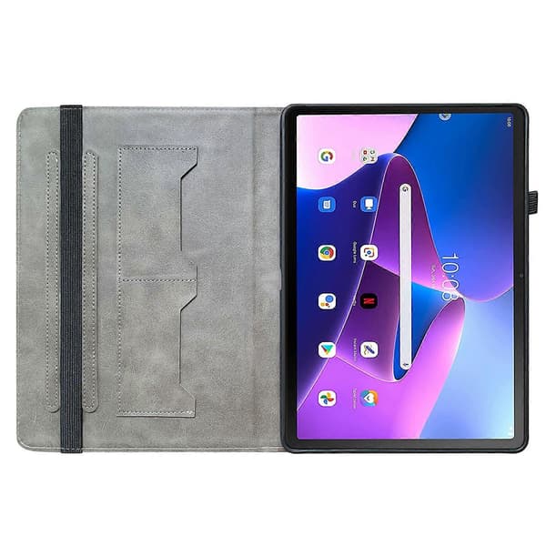 Läderfodral med mönster och ställ för Lenovo Tab M10 (Gen 3) med kortfack