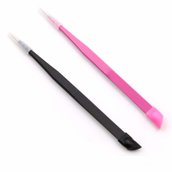 2 stk./sæt Straight Nail Art Pincet Probe Tip Metal Pincet med Silikon Indenter til Nail Art