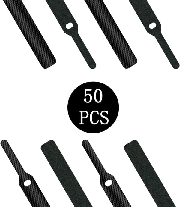 Pakke med 50 kabelbindere, 12*145MM kabelbindere, justerbare genanvendelige bindestropper (sorte)