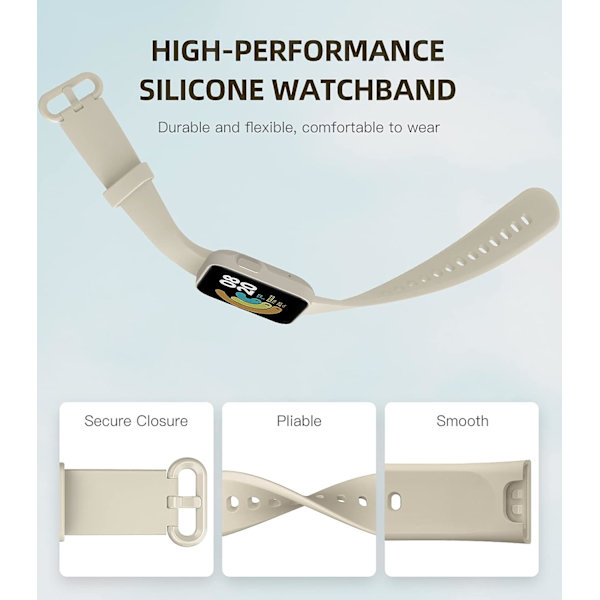 Rem til Xiaomi Mi Watch Lite/Redmi Watch, blød silikone sportsarmbånd - Elfenben