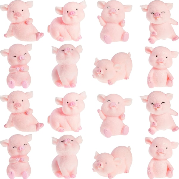 16 delar söt rosa piggy leksak figur miniatyr gris tårta toppers