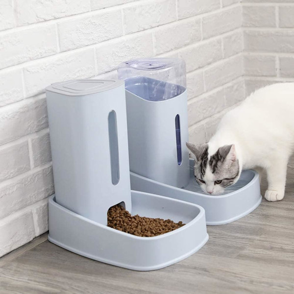 Automatisk fontän Croquettes/Vatten Dispenser-3.8Lx 2 Stycken- Mat för Hund/Katt/Croquettes Matare och Drickare Tillbehör Skål Katt/Hund/Husdjur