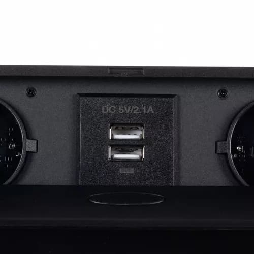 Innebygd strømskinne med USB / Bordkontakt - Dobbel 1-Pack