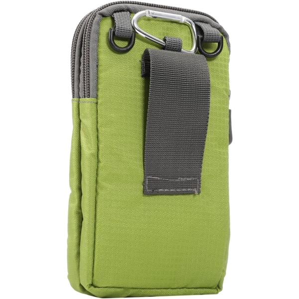 Mobiltelefon midjeväska, crossbody mobiltelefon plånbok, utomhus rese nylon axelväska, med bältesögla karbinhake green 9*16.5*3.0CM