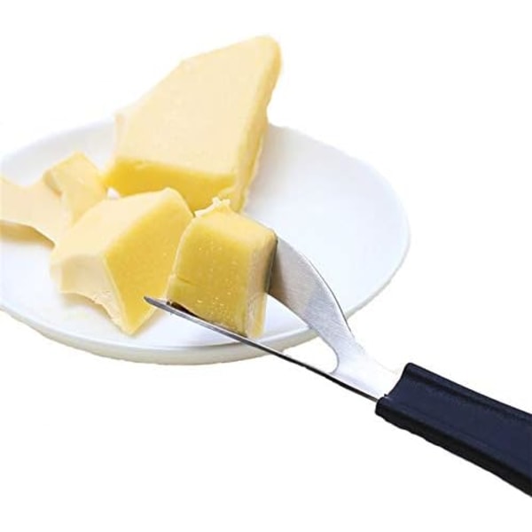 Osteskjærer i rustfritt stål, smørkniv med silikonhåndtak, svart