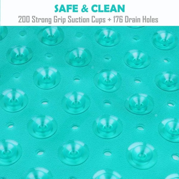Badekar måtte 30% Ekstra Lang Bruse måtte Anti-Skridsikker Bade måtte med 200 Sug kopper, 16 x 40 tommer Transparent Green 16 x 40 in