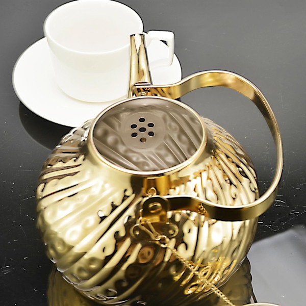 1400ml Rustfrit Stål Tekande med Infuser, Antik, Velegnet til Induktion eller Gasblus