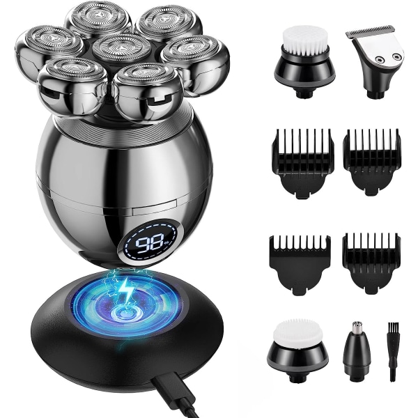 7D barbermaskiner for menn, Beedove 6 i 1 våt og tørr elektrisk barbermaskin for ansikt og hode