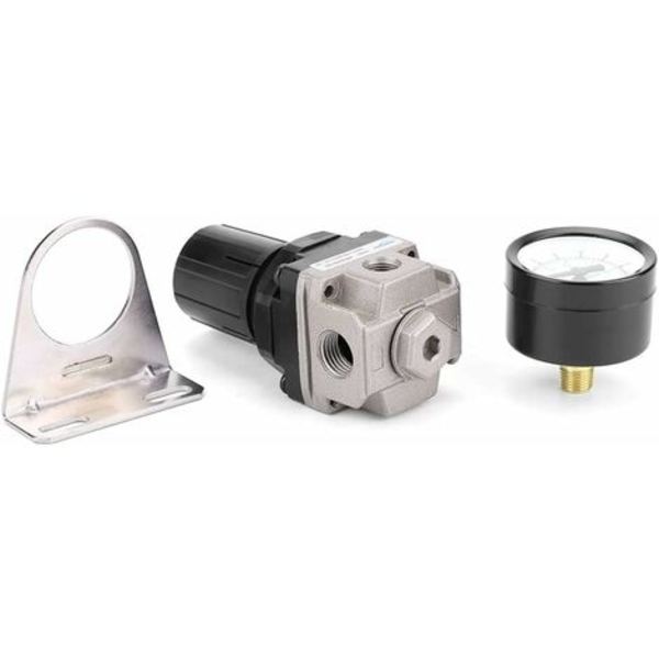 Lufttryksregulator, AR2000-02 G1/4 Luftkompressor med trykmåler, 1/4\" Aluminium Lufttryksjusterbar Målerventil med beslag