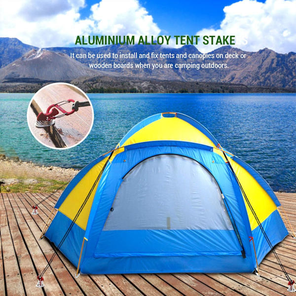 Däckankare, vindtäta fiskbensformade tältpinnar i aluminiumlegering med fjäderspännen, bärbara vindrepankare, campingtältpinnar, 10 stycken