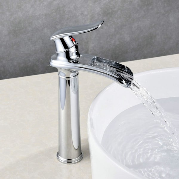 Chrome Basin Hane Vandfald Blandebatteri til Badeværelse (Top)