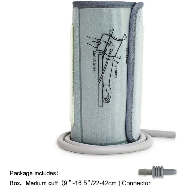 Medelstor blodtrycksmanschett, ELERA ersättningsmanschett stor, lämplig för 9”-16,5” tum (22-42 cm) överarm, endast manschett, blodtrycksmätare ingår ej