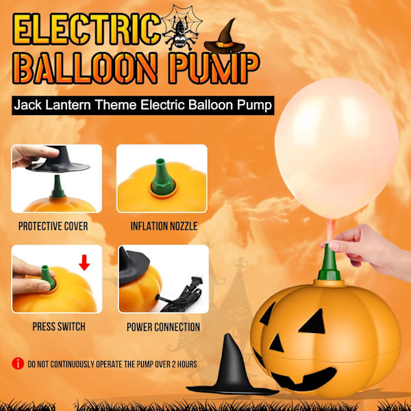 Elektrisk pumpa för Halloween-ballonger, bärbar elektrisk pumpa för Halloween-ballonger, festtillbehör, elektrisk pumpa för fester