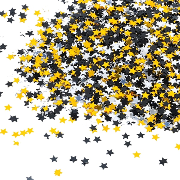 30g Star Confetti, Black and Gold, Star Table Confetti,6mm Glitter Foil Star Confetti,For Birthday,Party,Halloween,Christmas Decoration