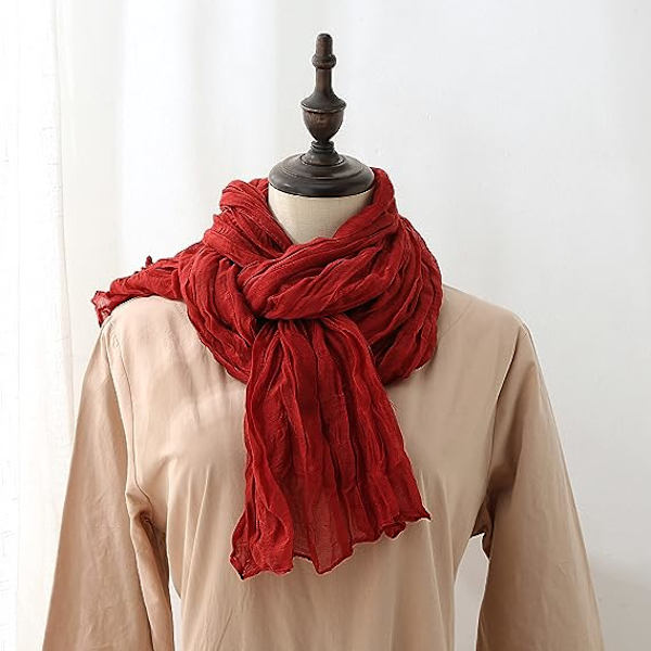 Bomullslinne Solid Sjal Wrap Shawl för Kvinnor Herrar (180cmx90cm) Super Stor Storlek - För Alla Säsonger - Perfekt Julklapp