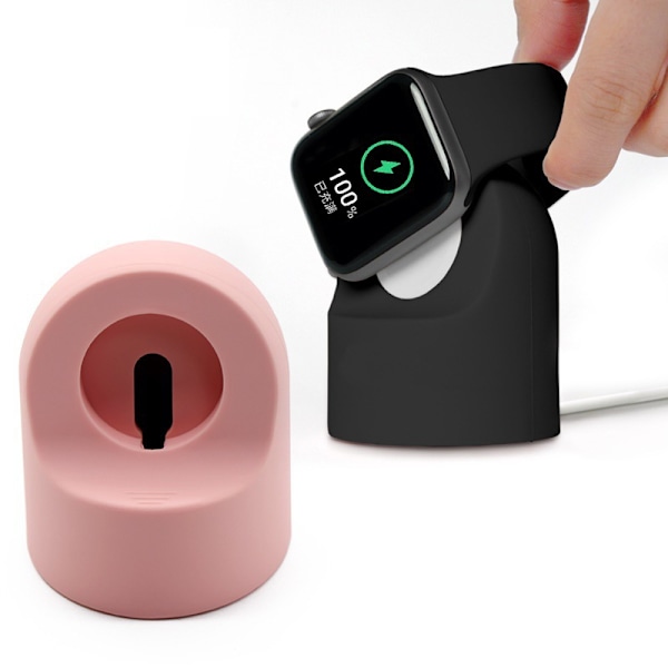 Passer til Apple Watch 1/2/3/4/5/6/7, 8 silikone retro ensfarvet simpel opladningsbase skrivebordsladestander