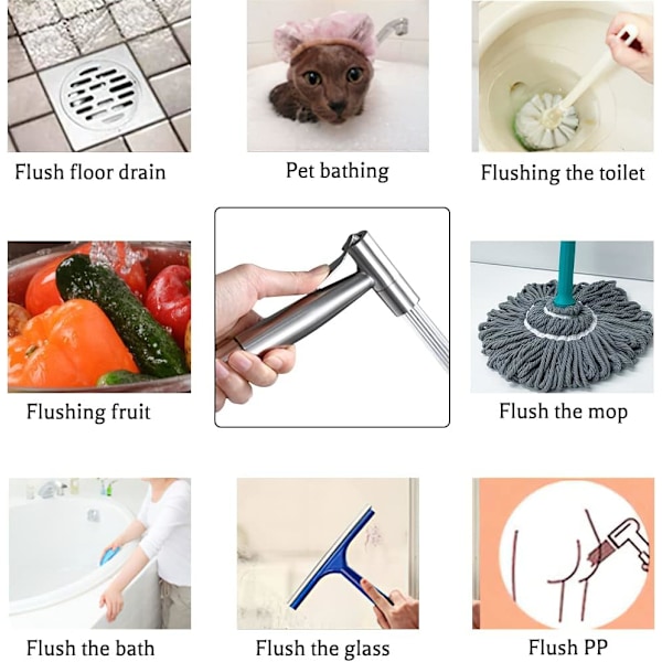 WC-suihke, Ruostumattomasta Teräksestä Valmistettu WC-Suihkeensarja, Säädettävä Vedenpaine WC-Suihkeelle, Bide-Suihke Henkilökohtaiseen Hoitoon/WC:n Puhdistukseen