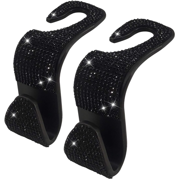 2 Pack Car Hooks,Bling Rhinestones Crystal Hooks Car Decorations Auto Seat Back Organizers Universal for SUV Truck Vehicle