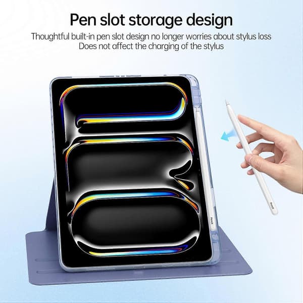 Etui til iPad Pro 13 (2024) PU Læder+Akryl+TPU Roterende Klar Tablet Cover Auto Væk/Sov