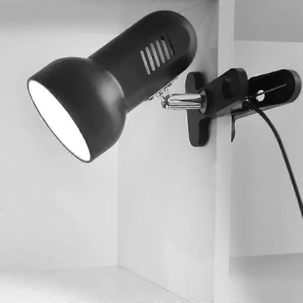 Bordlampeholder Klemme 360 ​​Rotation E27 Base med Afbryderledning, EU-stik (Sort)