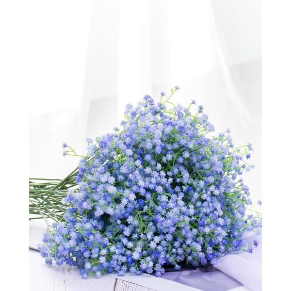 6 stk. kunstige Baby's Breath Gypsophila blomsterbuketter til DIY krans blomsterdekoration light blue