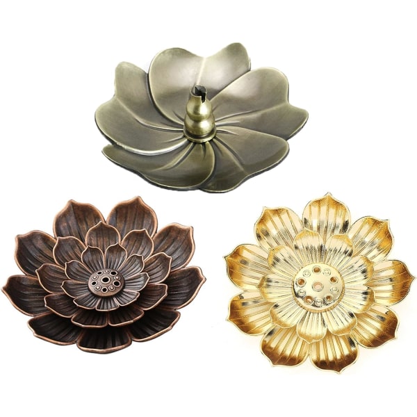 3 st lotus rökelsehållare pinne rökelsehållare kon rökelsebrännare pinne hållare med avtagbar askfångare för hem tehus.