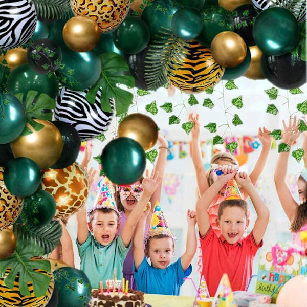 Djungelsafari tema tropiska salvia gröna ballonger babyshower fest dekorationer dekorationer 1:a födelsedagstema pojkar flickor