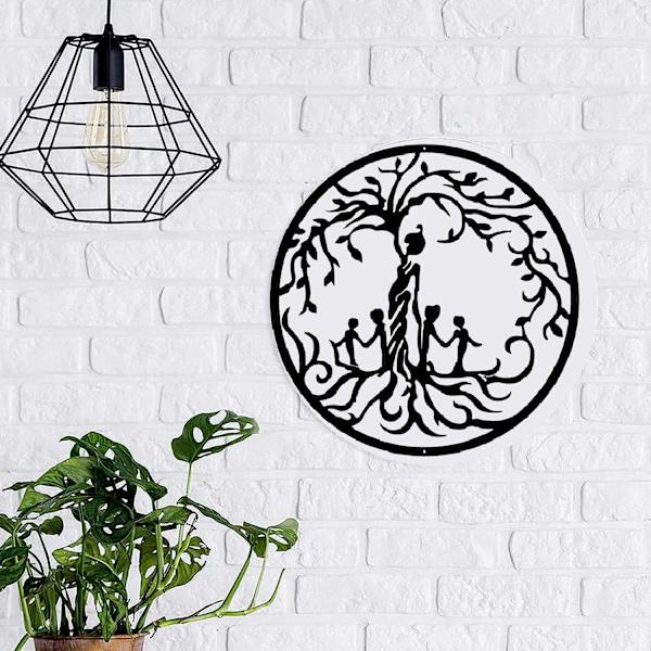 Metallträd Man Väggkonst Minimalistisk Växtväggdekor, Metallväggkonst Svart Minimalistisk Silhuett
