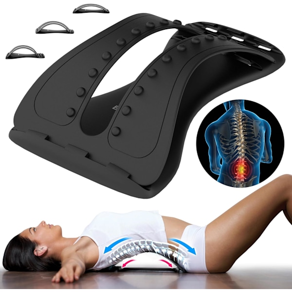 Rygstrækker Massager med Trykpunkter til Afslapning af Øvre & Nedre Ryg, 3 Niveauer af Rygstrækning, Posture Corrector
