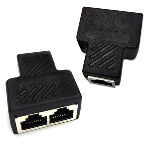 Rj45 Lan Splitter [2 stk], Tilkoblinger 1 til 2 Splitter Pluggadapter, To datamaskiner kan surfe på Internett samtidig