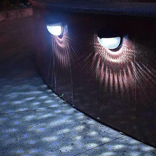 Solcelle Gjerdelamper, Solcelle Terrasselamper, 6LED Halvsirkelformet Bordtrinnlampe, Utendørs Hagedekorasjonsbelysning
