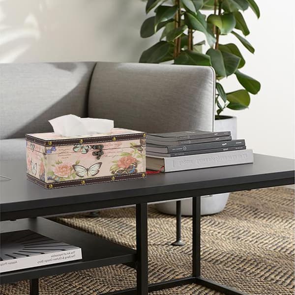 PU+ Træ Rektangulær Servietboks, Dekorativ Servietholder, Retro Husholdnings Servietboks Organizer, Servietdispenser Opbevaringsbeholder