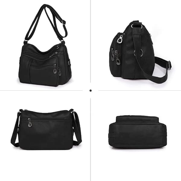 Damhandväskor Axelväskor Mjuk PU-läder Crossbody-väska, Svart Black