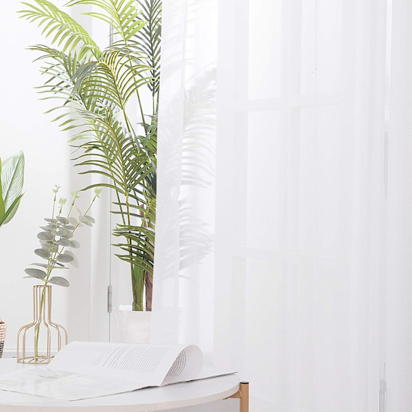Set med 2 voilegardiner med öljetter för fönster 140x250cm Vit voile