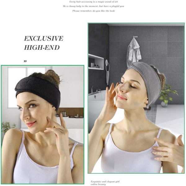 Spa-hovedbånd - 2 stk. ansigtshovedbånd til kvinder med justerbar magisk sticker til ansigtsvask og makeup