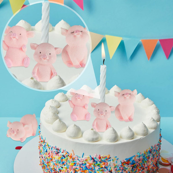 16 delar söt rosa piggy leksak figur miniatyr gris tårta toppers