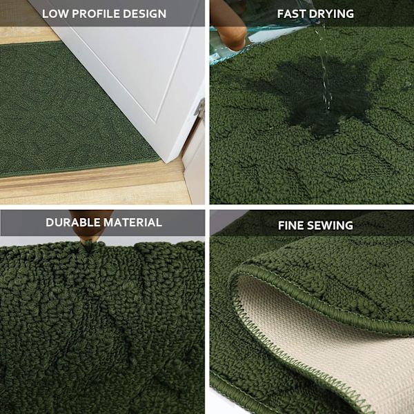 Dörrmatta för inomhusbruk, 30\"x18\", lågprofilerad maskintvättbar köksmatta, absorberande halvcirkelformad entrématta Green