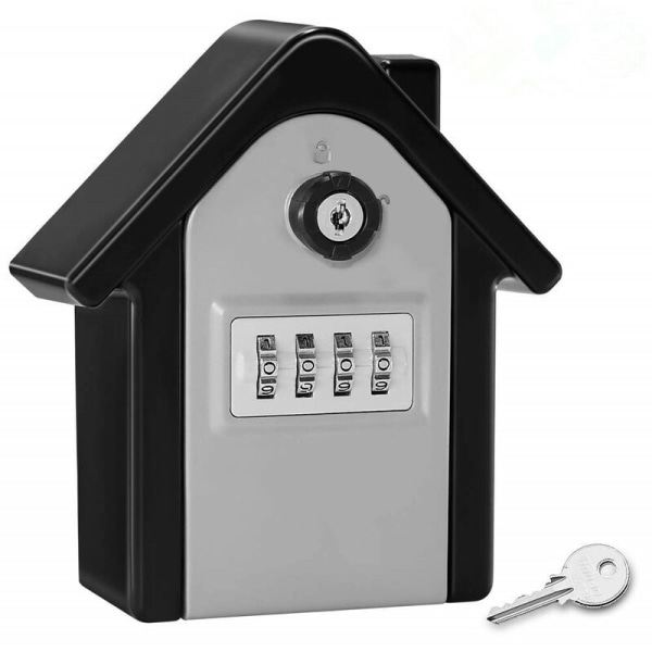 Säker väggmonterad nyckellåda med numerisk kombination och nödnyckel, stor nyckelsäker utomhusnyckellåda