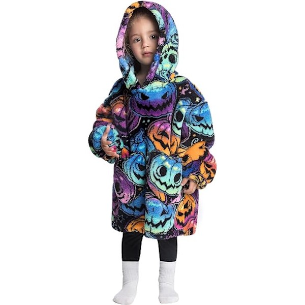 Børns Oversized Tæppe Hoodie, Sherpa Fleece Hoodie Tæppe, Piger Drenge Hættetrøje med Lommer til Småbørn