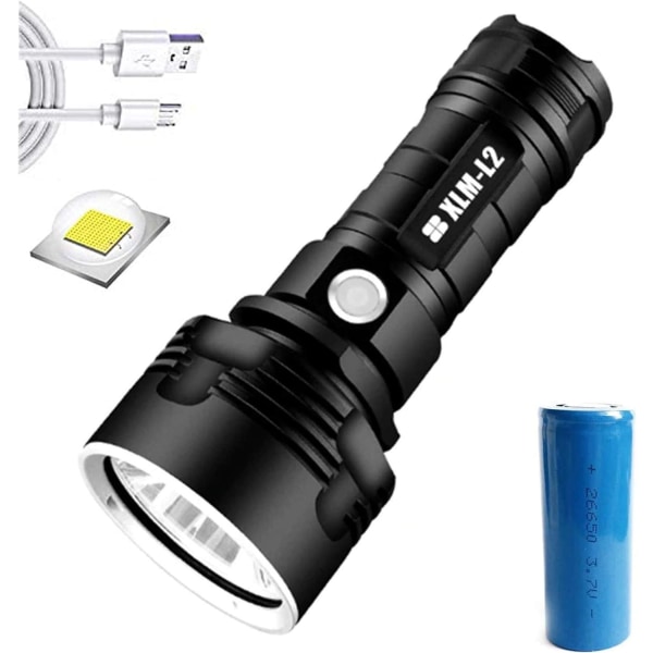 Rechargeable Flashlight, 30000-100000 Lumen High Power LED Waterproof Flash Light Lamp Ultra Bright (25W XLM-L2)