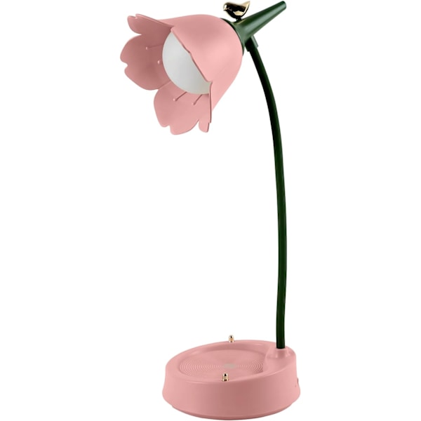 LED Blomster Bordlampe Trådløs Bord 3 Farvetilstande Sød Touch Læselampe USB Genopladelig Øjenbeskyttelse Nattelys (Grøn) Pink