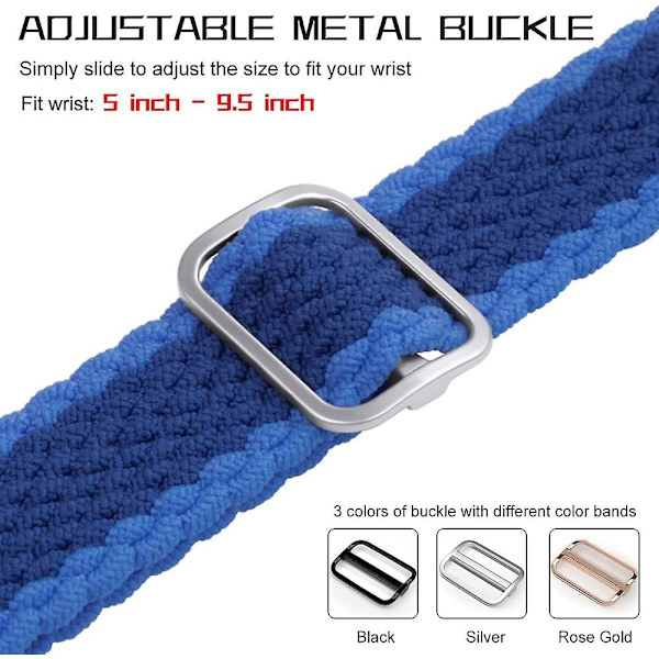 Strækbar Solo Loop-rem kompatibel med Apple Watch-rem 41mm 40mm 38mm, justerbar elastisk nylonflettet sport