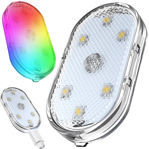 RGB LED bilbelysning - Trådløs 6-pære interiørlys
