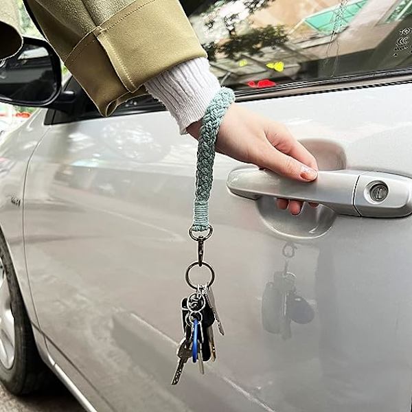 Blød Makrame Nøglering Boho Håndlavet Håndledsrem Armbånd Nøglering Country Style Håndledsrem Håndlavet Holder til Kvinder