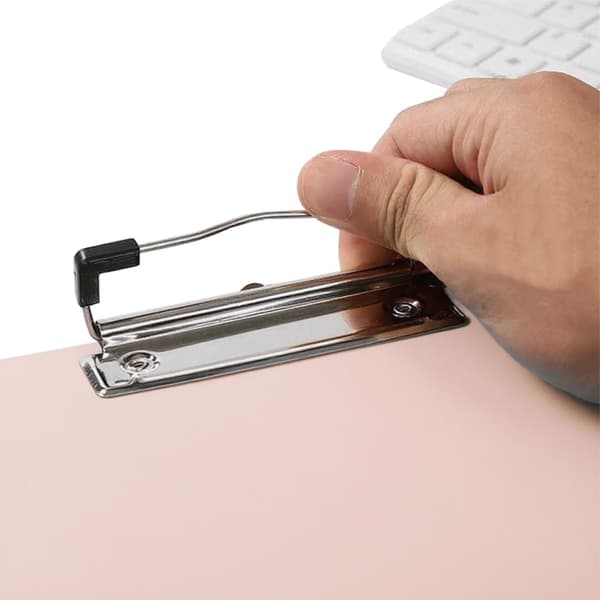 Urklipp, A4-plasturklipp med infällbara krokar, standard A4-urklipp, 31,5 cm x 22,5 cm - Ljusrosa Light Pink