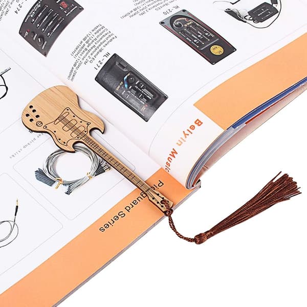 Design Gitarr Bambu Bokmärke med Tofsar för DIY-projekt och Presentetiketter-F F
